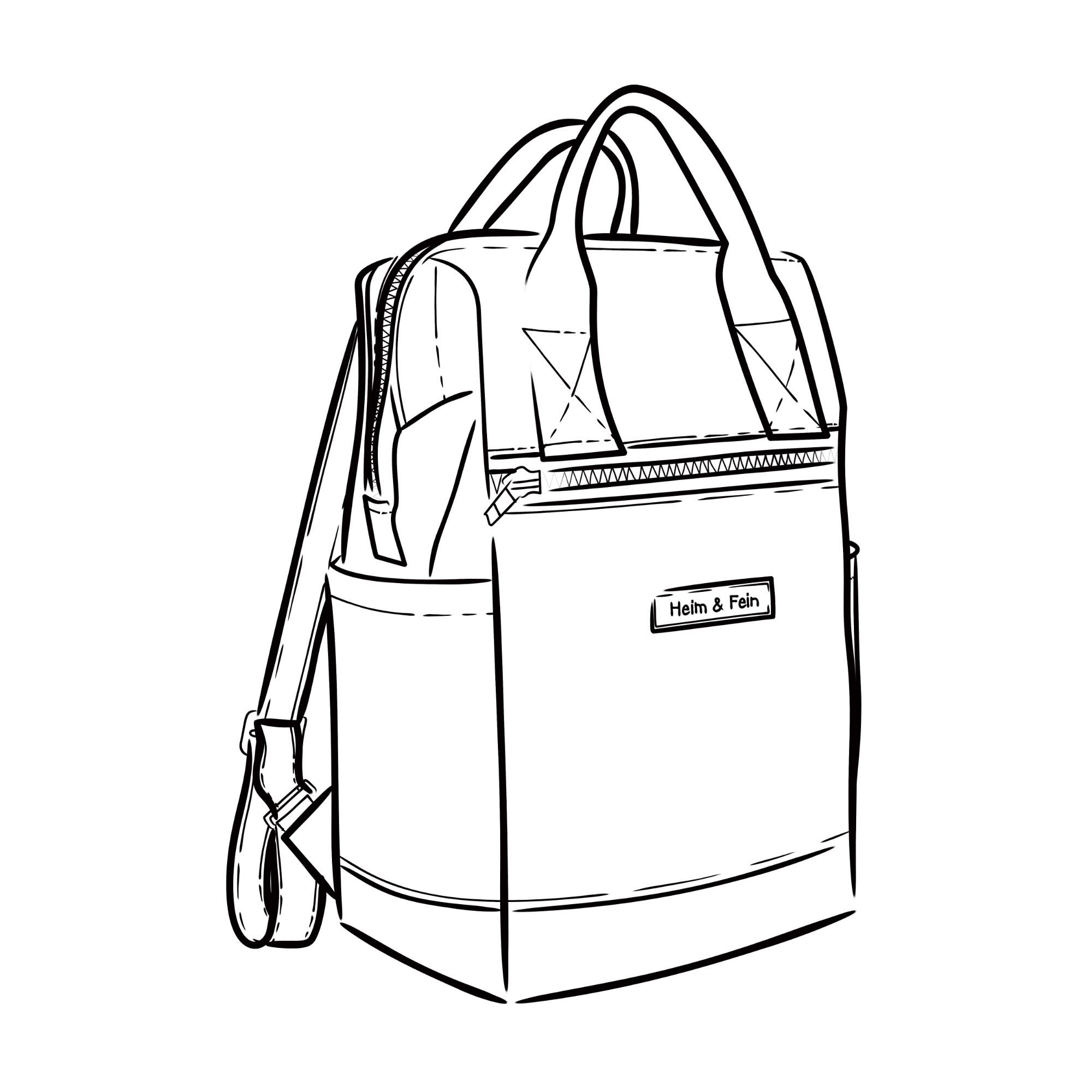 Skizze des Heim & Fein Essential Pack Rucksacks