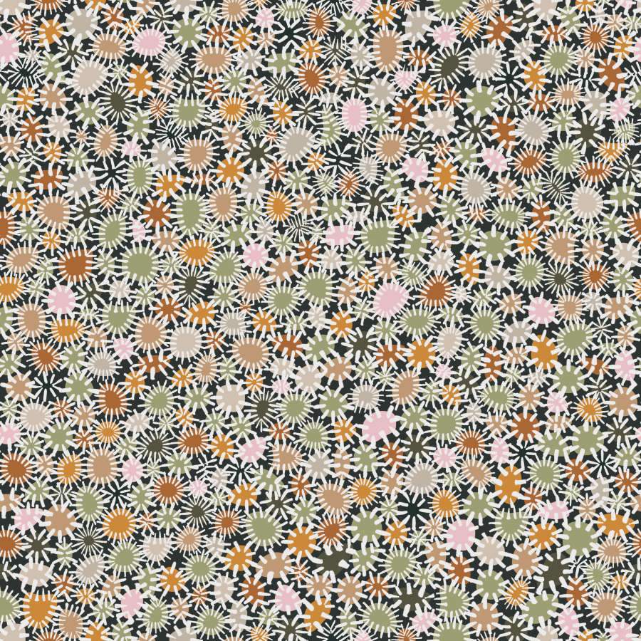 Eigenes Textilmuster: Dichte Retro-Blumen in warmen Naturtönen